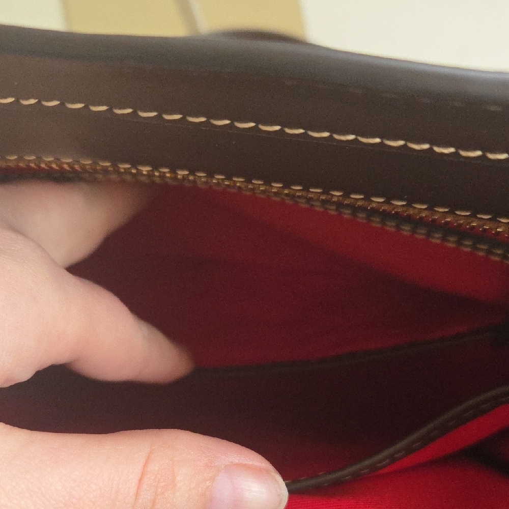 Dooney & Bourke Brown Leather Tote Bag - Picture 5 of 10